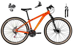 Bicicleta Aro 29 Absolute Nero 4 Cabeamento Interno 24v Câmbio Shimano Acera K7 Garfo Trava Freio a Disco Pneu Faixa Bege - Laranja