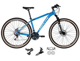 Bicicleta aro 29 Absolute Nero 4 Cabeamento Interno 24v Câmbios Shimano Freios Hidráulicos Garfo com Suspensão Pneu Faixa Bege - Azul