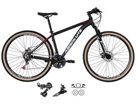 Bicicleta aro 29 Absolute Nero 4 Cabeamento Interno 24v Câmbios Shimano Freios Hidráulicos Garfo com Suspensão Pneu Faixa Bege - Preto/Vermelho