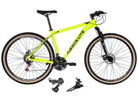 Bicicleta Aro 29 Absolute Nero 4 Cabeamento Interno 24v Câmbios Shimano Garfo Suspensão Pneus Faixa Bege - Amarelo Bicicleta Aro 29 Absolute Nero 4 Cabeamento Interno 24v Câmbios Shimano Garfo Suspensão Pneus Faixa Bege - Amarelo