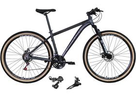 Bicicleta Aro 29 Absolute Nero 4 Cabeamento Interno 24v Câmbios Shimano Garfo Suspensão Pneus Faixa Bege - Grafite