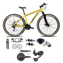 Bicicleta Aro 29 Absolute Nero 5 Câmbio Shimano Deore e Altus 27v Freio Hidráulico Garfo Trava Pneu com Faixa Amarelo