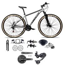 Bicicleta Aro 29 Absolute Nero 5 Câmbio Shimano Deore e Altus 27v Freio Hidráulico Garfo Trava Pneu com Faixa Cinza