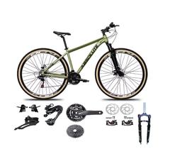 Bicicleta Aro 29 Absolute Nero 5 Kit 2x9 Gta Sunrun Freio Disco K7 11/36 Pedivela 24/38d Garfo com Trava Verde Oliva Pneu Faixa Bege