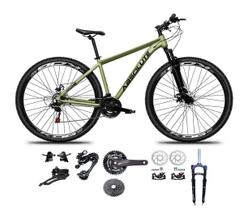 Bicicleta Aro 29 Absolute Nero 5 Kit 2x9 Gta Sunrun Freio Disco K7 11/36 Pedivela 24/38d Garfo com Trava Verde Oliva