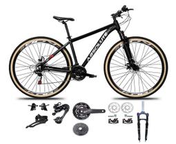 Bicicleta Aro 29 Absolute Nero 5 Kit 2x9 Gta Sunrun Freio Disco K7 Garfo com Trava Preto Pneu Faixa Bege