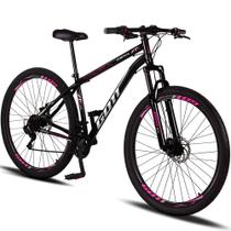 Bicicleta Aro 29 Aço Carbono Gott Vortex 21v Com Suspensão e Freio a Disco - Preto e Rosa
