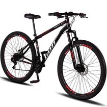 Bicicleta Aro 29 Aço Carbono Gott Vortex 21v Com Suspensão e Freio a Disco - Preto e Vermelho