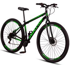 Bicicleta Aro 29 Aço Carbono Highlevel Freios A Disco 21 Marchas Preto e Verde