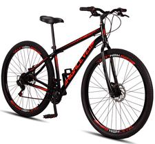 Bicicleta Aro 29 Aço Carbono Highlevel Freios A Disco 21 Marchas Preto e Vermelho Bicicleta Aro 29 Aço Carbono Highlevel Freios A Disco 21 Marchas Preto e Vermelho