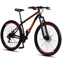 Bicicleta Aro 29 Aço Carbono KSVJ Freios Disco Suspensão 21 marchas