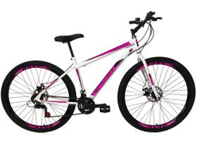 Bicicleta Aro 29 Aero Altis Standard 21 Marchas com Freio a Disco Branco com Rosa - Xnova