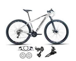 Bicicleta Aro 29 Alfameq AFX 21v Alumínio Câmbios Shimano Freio Disco Hidráulico Garfo Suspensão - Branco