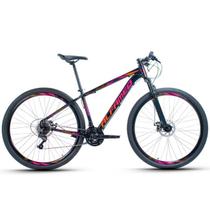 Bicicleta Aro 29 Alfameq AFX Alumínio 21v Freio A Disco Garfo com suspensão - Preto/Laranja/Rosa