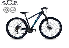 Bicicleta Aro 29 Alfameq AFX Alumínio 21v Freio A Disco Hidráulico Garfo Suspensão - Preto/Verde/Lilás