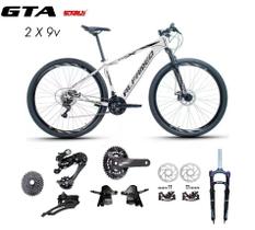 Bicicleta Aro 29 Alfameq AFX Kit 2x9 Gta Sunrun Freio Disco K7 11/36 Pedivela 24/38d Garfo com Trava - Branco