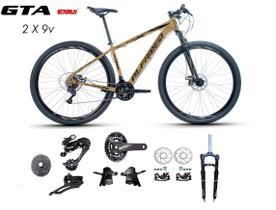 Bicicleta Aro 29 Alfameq AFX Kit 2x9 Gta Sunrun Freio Disco K7 11/36 Pedivela 24/38d Garfo com Trava - Marrom/Preto