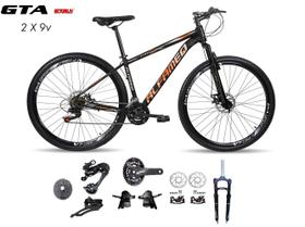 Bicicleta Aro 29 Alfameq AFX Kit 2x9 Gta Sunrun Freio Disco K7 11/36 Pedivela 24/38d Garfo com Trava - Preto/Laranja Bicicleta Aro 29 Alfameq AFX Kit 2x9 Gta Sunrun Freio Disco K7 11/36 Pedivela 24/38d Garfo com Trava - Preto/Laranja