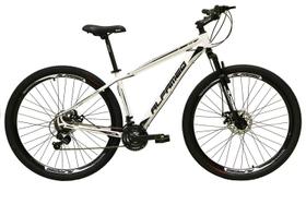 Bicicleta aro 29 Alfameq Atx Alumínio 21 Marchas Câmbios Shimano Freio a Disco Branca Tam.19