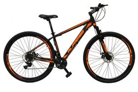 Bicicleta aro 29 Alfameq Atx Alumínio 21 Marchas Câmbios Shimano Freio a Disco Preto/Laranja Tam.17