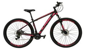 Bicicleta aro 29 Alfameq Atx Alumínio 21 Marchas Câmbios Shimano Freio a Disco - Preto/Rosa