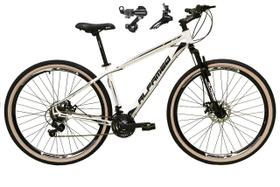 Bicicleta Aro 29 Alfameq Atx Alumínio 24v Câmbios Shimano Garfo Suspensão Pneu com Faixa Bege - Branco