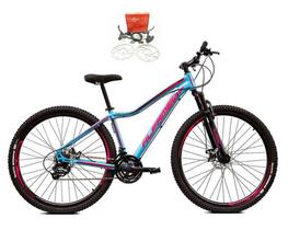Bicicleta Aro 29 Alfameq Pandora Feminina Alumínio 21v Freio a Disco Hidráulico - Azul/Rosa