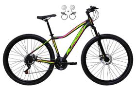 Bicicleta Aro 29 Alfameq Pandora Feminina Alumínio 21v Freio a Disco Hidráulico - Preto/Amarelo/Pink Bicicleta Aro 29 Alfameq Pandora Feminina Alumínio 21v Freio a Disco Hidráulico - Preto/Amarelo/Pink