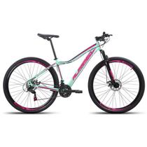 Bicicleta Aro 29 Alfameq Pandora Feminina Alumínio 21v Freio a Disco Hidráulico - Verde/Rosa