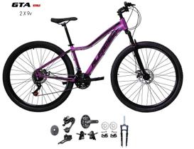 Bicicleta Aro 29 Alfameq Pandora Kit 2x9 Gta Sunrun Freio Disco K7 11/36 Pedivela 24/38d Garfo com Trava - Lilas