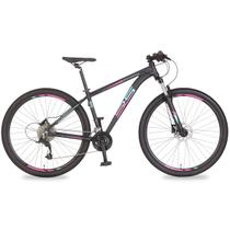 Bicicleta Aro 29 Alumínio 27v Freio Hidráulico Big Evolution 4.0 Grafite e Magenta Verde