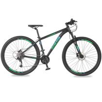 Bicicleta Aro 29 Alumínio 27v Freio Hidráulico Big Evolution 4.0 Grafite e Verde Acqua