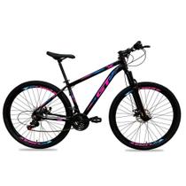 Bicicleta Aro 29 Alumínio Freio a Disco 24 Marchas Quadro 15" Azul Rosa Bicicleta Aro 29 Alumínio Freio a Disco 24 Marchas Quadro 15" Azul Rosa