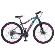 Bicicleta Aro 29 Alumínio KLS Glee Ezfire Câmbios Shimano Freio Disco Mtb 21V Feminina