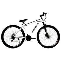 Bicicleta Aro 29 Bike 21 Vel Marchas Everest Freio a Disco Quadro Alumínio Leve Resistente Cor Branco/Preto - WCT FITNESS Bicicleta Aro 29 Bike 21 Vel Marchas Everest Freio a Disco Quadro Alumínio Leve Resistente Cor Branco/Preto - WCT FITNESS