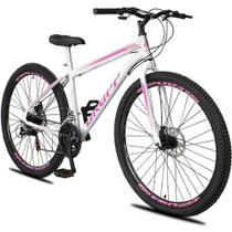 Bicicleta Aro 29 Dropp Sport Aero Aço Carbono 21 Vel Marchas Freio A Disco - Branco e Rosa Bicicleta Aro 29 Dropp Sport Aero Aço Carbono 21 Vel Marchas Freio A Disco - Branco e Rosa