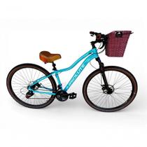 Bicicleta Aro 29 Feminina Absolute Hera Retrô Vintage 21v Cesta Selim 2 Molas -azul Tam 17