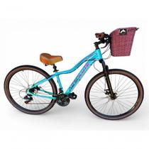 Bicicleta Aro 29 Feminina Absolute Hera Retrô Vintage 21v Cesta Selim 2 Molas Azul/verde Tam 17
