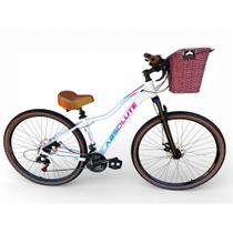 Bicicleta Aro 29 Feminina Absolute Hera Retrô Vintage 21v Cesta Selim 2 Molas Branco Tam 15