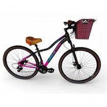 Bicicleta Aro 29 Feminina Absolute Hera Retrô Vintage 21v Cesta Selim 2 Molas Preto/rosa Tam 17