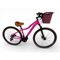 Bicicleta Aro 29 Feminina Absolute Hera Retrô Vintage 21v Cesta Selim 2 Molas Rosa Tam 15