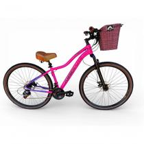 Bicicleta Aro 29 Feminina Absolute Hera Retrô Vintage 21v Confortável Cesta Selim 2 Molas - Rosa/lilas Tam 17