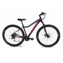 Bicicleta Aro 29 Feminina Alfameq Pandora Alumínio 21v Freio A Disco Suspensão Dianteira - Preto/Azul/Rosa Bicicleta Aro 29 Feminina Alfameq Pandora Alumínio 21v Freio A Disco Suspensão Dianteira - Preto/Azul/Rosa