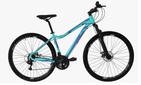 Bicicleta Aro 29 Feminina Elleven Luna 21v Alumínio Freio a Disco Garfo com Suspensão - Azul/Violeta