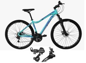 Bicicleta Aro 29 Feminina Elleven Luna 21v Câmbios Shimano Freio a Disco Garfo com Suspensão - Azuç/Violeta