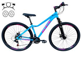 Bicicleta Aro 29 Feminina Gta Start 21v Freio a Disco Hidráulico Alumínio Garfo Suspensão - Azul/Rosa Bicicleta Aro 29 Feminina Gta Start 21v Freio a Disco Hidráulico Alumínio Garfo Suspensão - Azul/Rosa