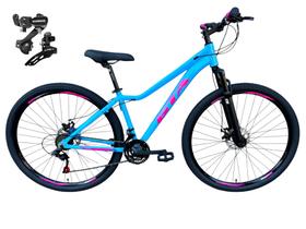 Bicicleta Aro 29 Feminina Gta Start Alumínio 21v Câmbios Shimano Freio a Disco - Azul/Rosa