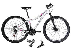 Bicicleta Aro 29 Feminina Gta Start Alumínio 21v Câmbios Shimano Freio a Disco - Branco/Cinza/Rosa
