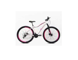 Bicicleta Aro 29 Feminina Ksw Mwza 21v Alumínio Freio Disco Garfo Suspensão Branca c/ Rosa Tam. 15