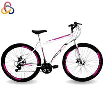 Bicicleta Aro 29 Freio A Disco 21M. Velox Branca/Pink Ello